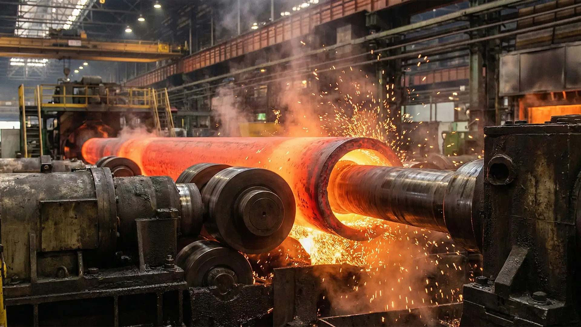 Seamless Pipe being manufactured