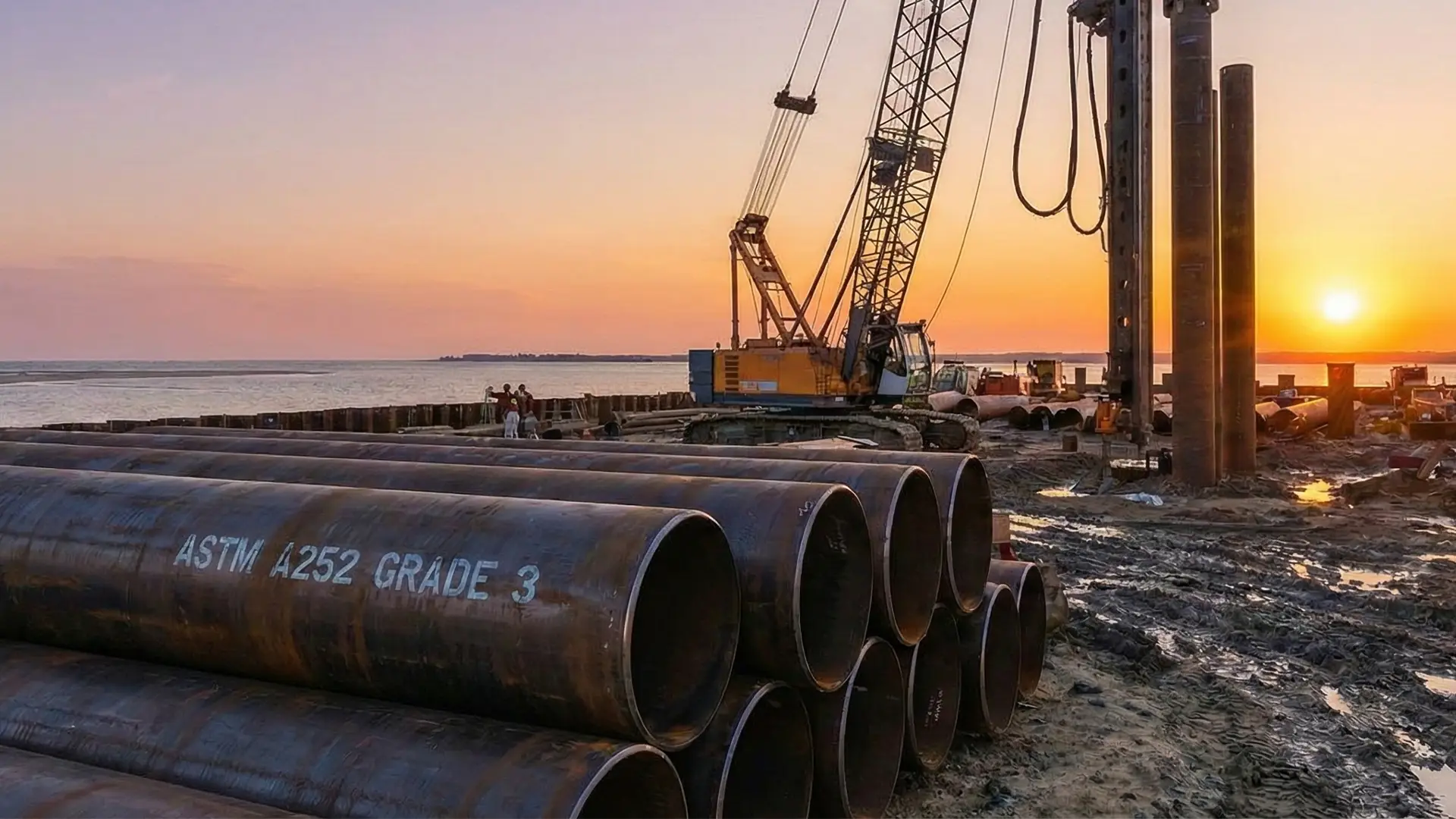 Steel Pipe Piles being driven