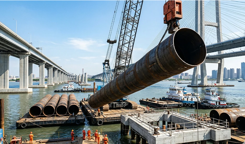 Structural pipe being used for a bridge