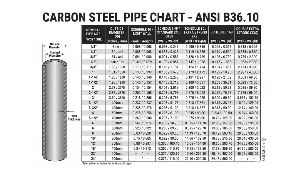 Carbon Steel Pipe Chart