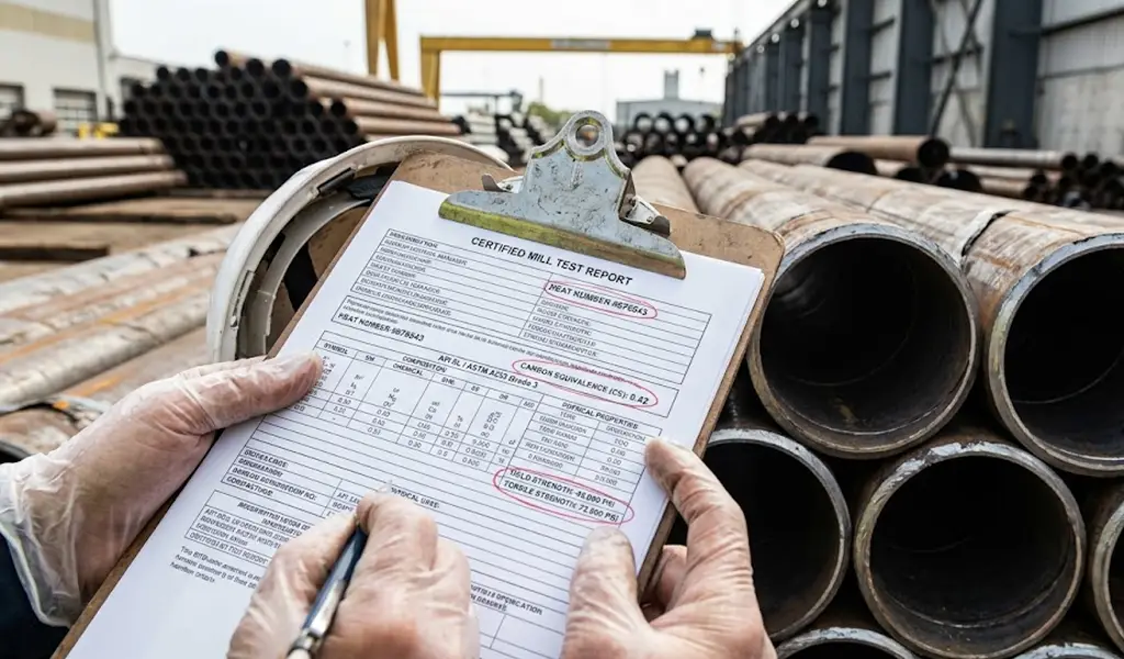 Person reviewing Certified Mill Test Report
