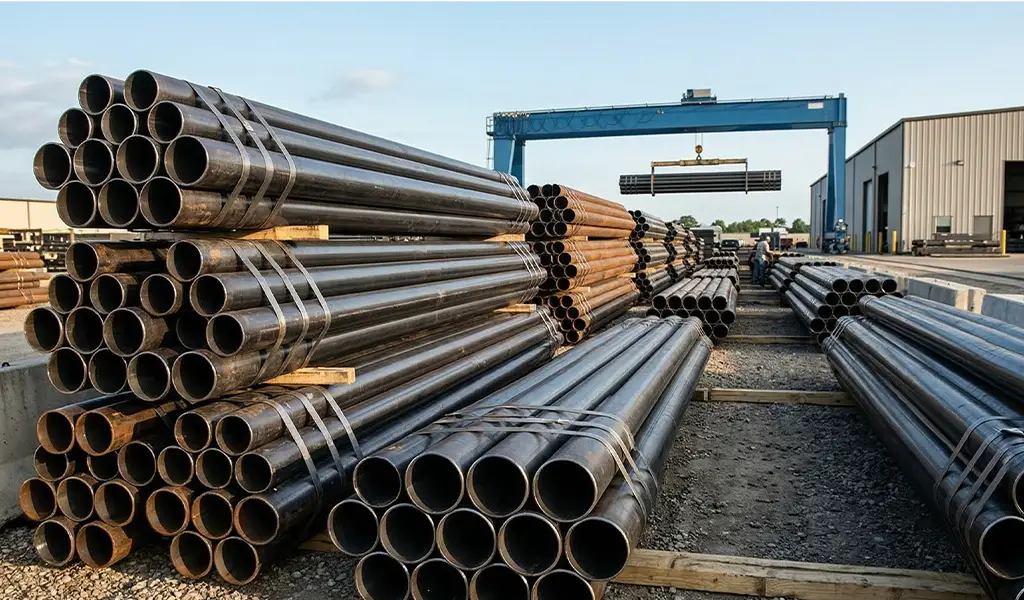 ERW PIPE in a stock yard