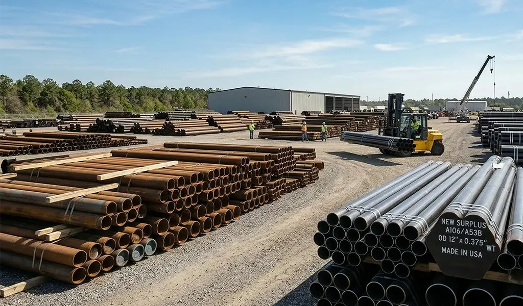 Surplus, or used structural steel pipe and piling