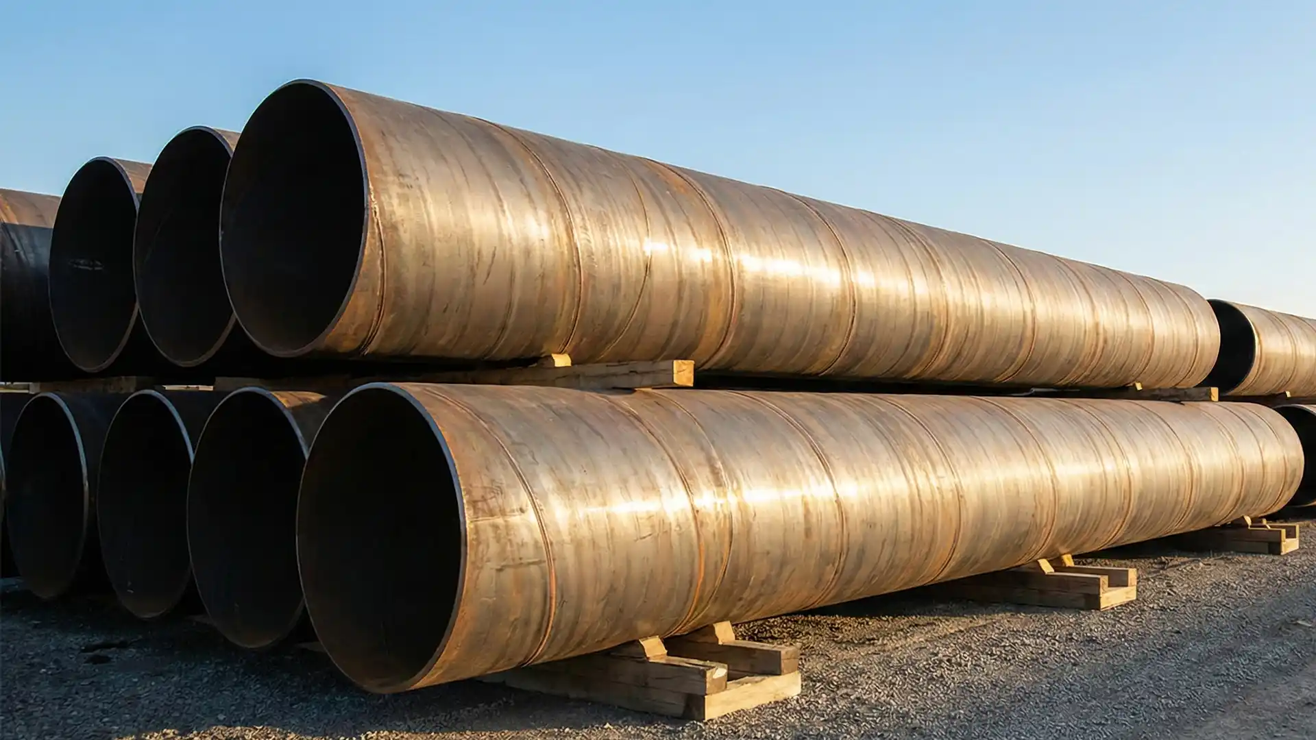 Large diameter spiral pipe yard