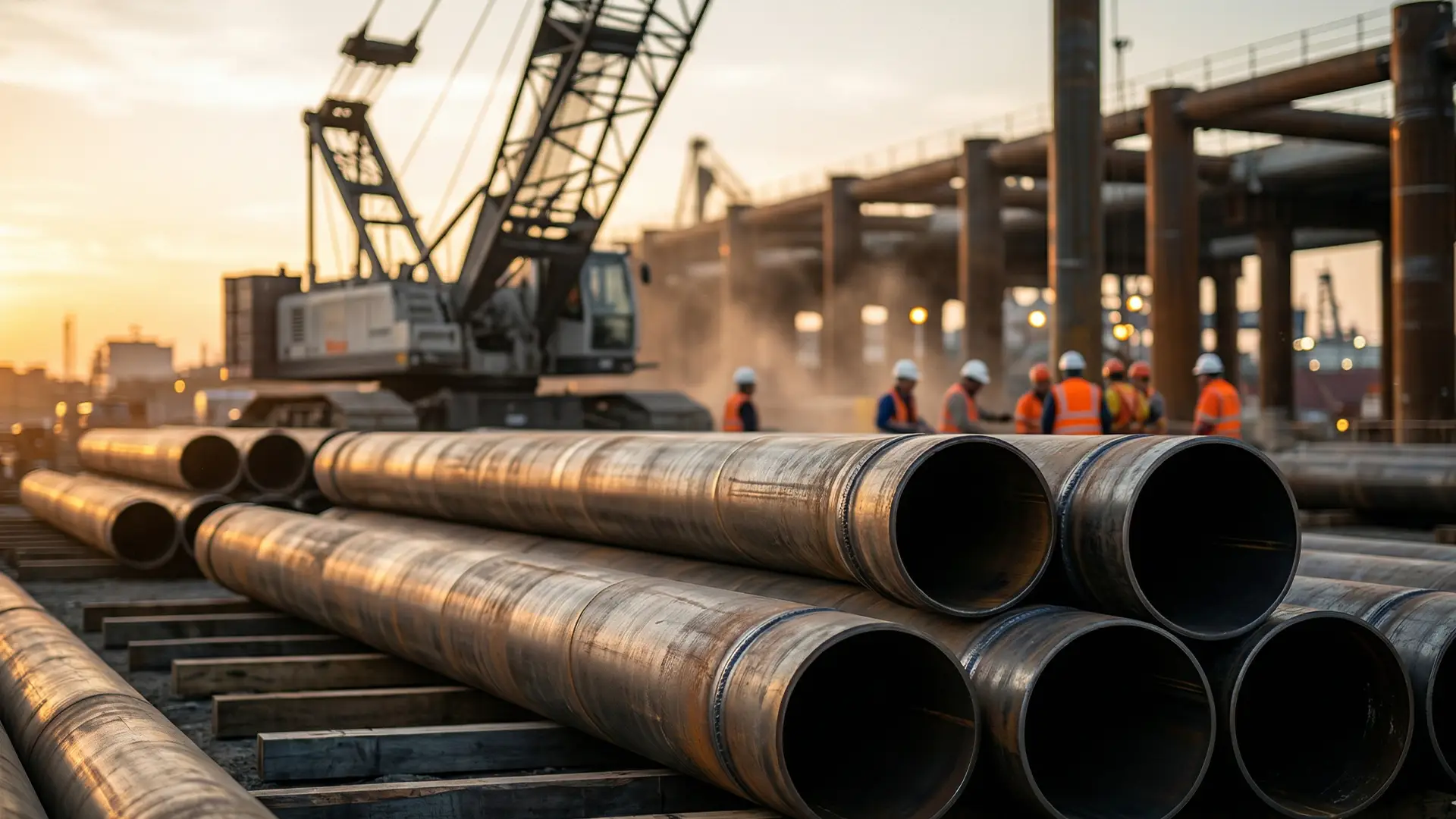 Heavy structural steel pipe used in civil engineering